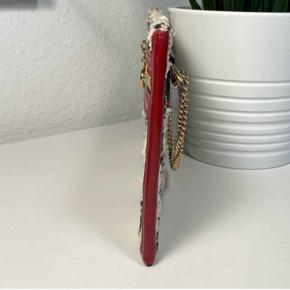 Gucci Tweed  Red and Cream Clutch with Gold Chain - Picture 10 of 13